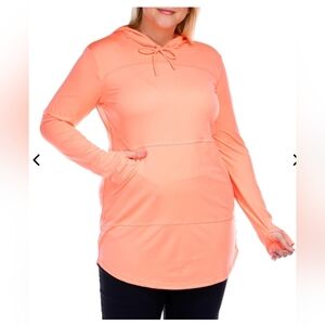 AVALANCHE Womens UPF Hoody Long Sleeve Dress Top *Coral Color" Sz XL